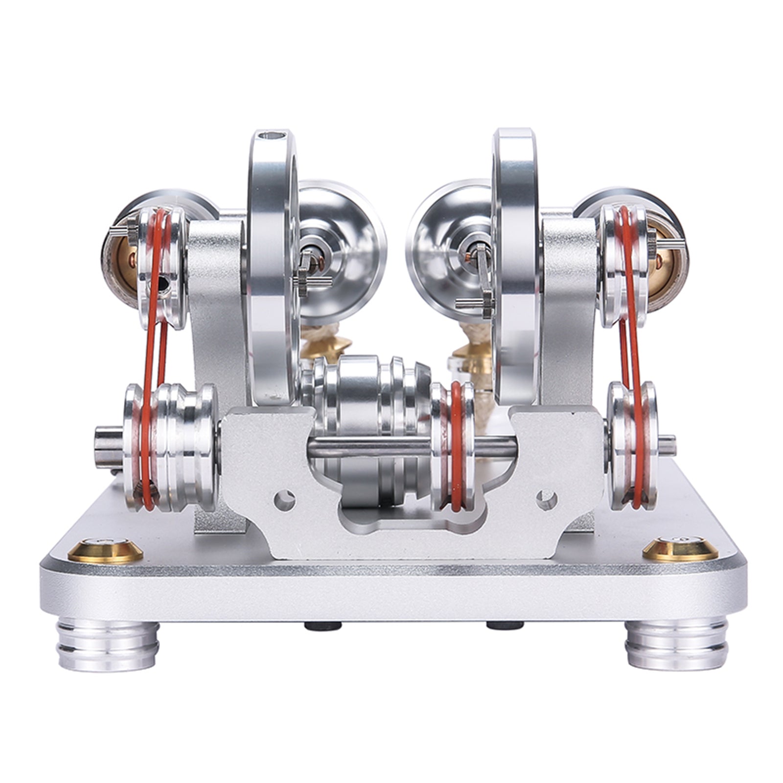 ENJOMOR 2 Cylinder Stirling Engine Model Generator Model with Voltage Meter and LED Lamp Bead - STEM Toy
