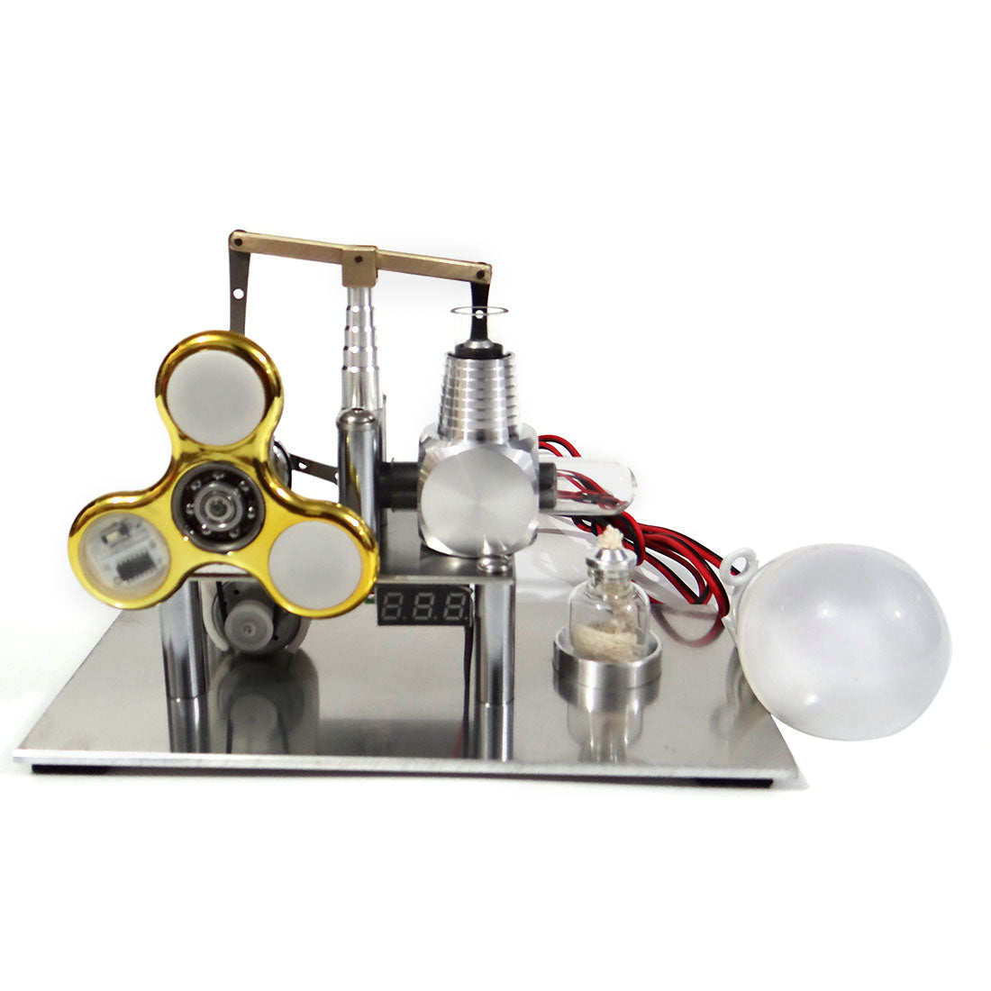ENJOMOR Balance Type Stirling Engine Generator with Bulb, Gyroscope and Voltage Display Meter - STEM Toy