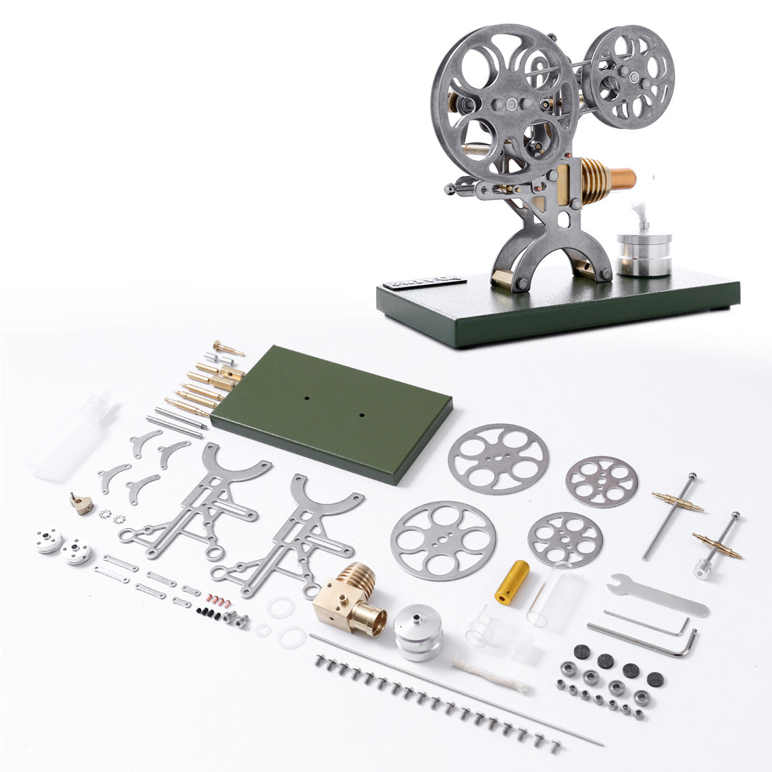 Stirling Engine Retro Film Projector Engine Model External Combustion Engine with Metal Base - Perfect Gift Choice