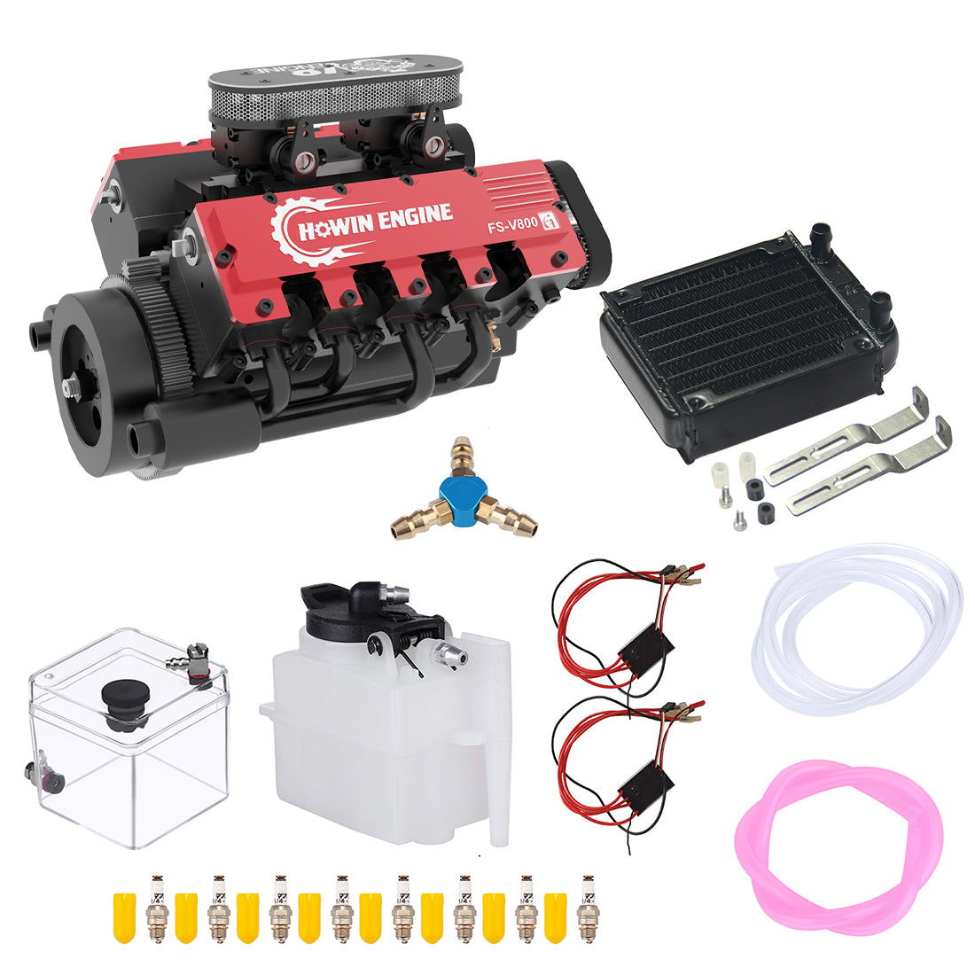 TOYAN & HOWIN V8 Engine FS-V800G 1/10 28cc Gasoline Engine with Starter Kit - Build Your Own V8 Engine - V8 Engine Model Kit That Works