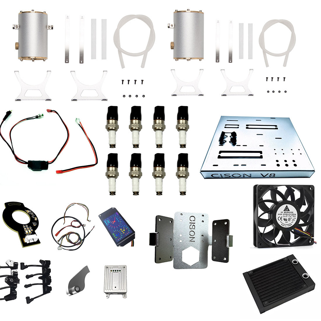 Water Cooling Starting Accessories Set & MCU Ignition Kit for CISON LS-52 V8 Engine