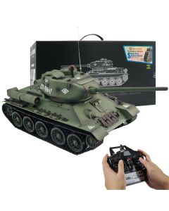 1/16 RC Tank Soviet T-34 Medium Tank 2.4G Remote Control Model Military Tank with Sound Smoke Shooting Effect - Upgraded Edition