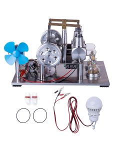 ENJOMOR Balance Type 2 Cylinder Hot Air Stirling Engine Generator with Bulb, Voltage Meter, Fan - STEM Toy