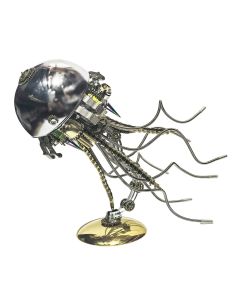 3D Metal Mechanical Jellyfish Model Kit-DIY Steampunk Assembly with USB Warm Light Desk Lamp for Desktop Display (800+PCS)