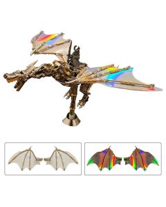 3D Metal Mechanical Steampunk Fly Dragon Crafts DIY Assembly Model Kit Art Device-600PCS+