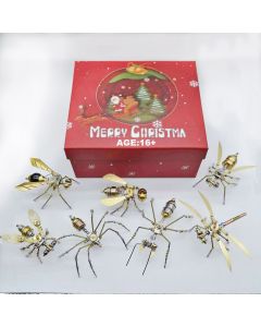 3D Metal Puzzle DIY Mini Steampunk Small Insects Metal Assembly Model Kits Christmas Set