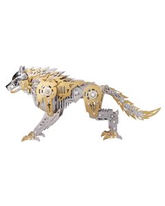 3D Metal Puzzle Mechanical Wolf Kit-Steampunk Creature Model with Movable Joints, Desktop Display Collectible Mechanical Figure
