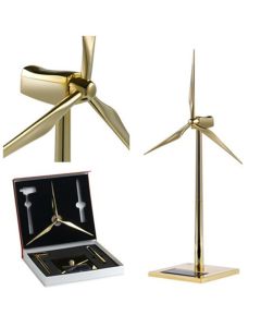 3D Metal Windmill Assembly Model Solar Powered Wind Turbine Model Golden
