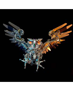 3D Nocturnal Owl DIY Steampunk Metal Assembly Animal Model Spooky Halloween Decor