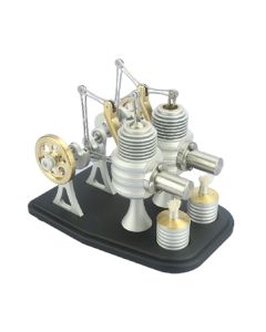All Metal Beam Heat Engine Twin-Cylinder Stirling External Combustion Engine Gifts for Machine Enthusiasts(Kit Version)