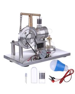 ENJOMOR Balance Type Hot Air Stirling Engine Generator Model with Voltage Digital Display Meter and LED Bulb - STEM Toy