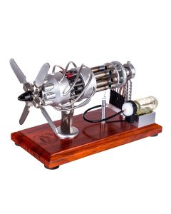 ENGINEDIY 16 Cylinder Swash Plate Stirling Engine Generator Model with Voltage Digital Display Meter and LED