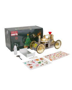 ENJOMOR Antique Metal Steam-Powered Car Model Retro Steam Engine Model Car STEM Toy Christmas Gift Collection