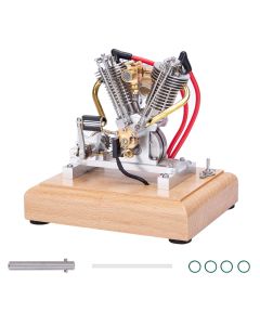H08 Hoglet V2 Engine 4.2CC OHV V-Twin Four-Stroke Gasoline Engine Mini Retro Motorcycle Engine Model with Pedal Start