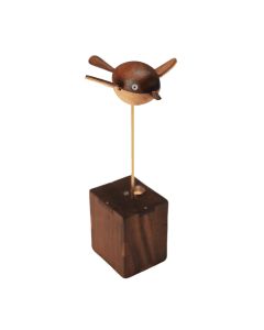 Handcrafted Wooden Long-Tailed Tit Bird Model - Desktop Stress Relief Display