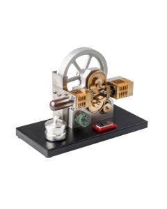 ENJOMOR Hot Air Stirling Engine Generator Model with LED Light and Voltmeter - Horizontally Opposed Diamond Structure Gear Drive