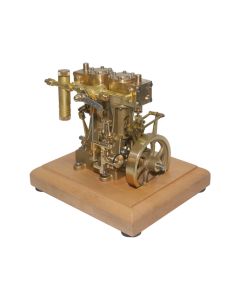 M30 3.7CC Mini Retro Vertical Double-cylinder Reciprocating Double-acting Steam Engine Model Toys with Speed Reducer