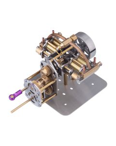 Mini Horizontally Opposed 4-Cylinder Steam Engine Model With Gearbox For Small Steam Model Ship