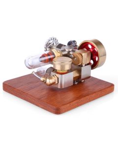 Mini Speed Adjustable Integrated Hot Air Stirling Engine Model with Wooden Base Science Experiment Educational Toy