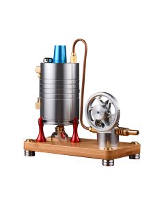 Retro All-metal Vertical Steam Engine Model with Base, Boiler and Alcohol Lamp