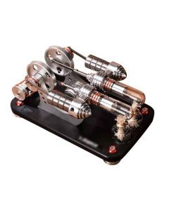 Stirling Engine Kit Two Cylinder Stirling Engine with Electricity Generator Model Gift Collection