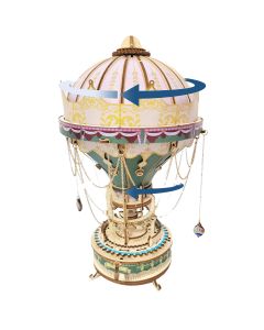 Wooden DIY Dream Hot Air Balloon Steampunk Music Box Model Kit - Handcrafted Gift