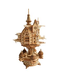 Wooden DIY Sky Sanctuary Castle 3D Model Kit - Desk Decor & Gift