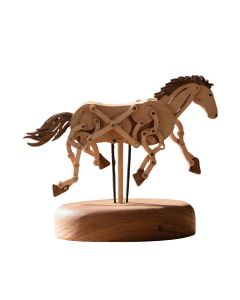 Wooden Qianli Horse Dynamic Model - Desktop Stress Relief Display (Non-Music Box)