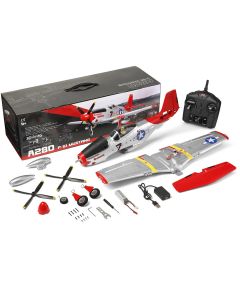 XK A280 P-51 3D/6G 2.4G 4CH Brushless Scale RC Airplane Model, 560mm Wingspan EPP Fixed Wing Aircraft with Quick Release