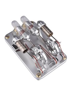 ENJOMOR 2 Cylinder Stirling Engine Model Generator Model with Voltage Meter and LED Lamp Bead - STEM Toy
