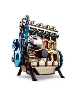 TECHING L4 Engine Model Kit that Works - Build Your Own Engine - Full Metal 4 Cylinder Car Engine Kit Car Engine Model