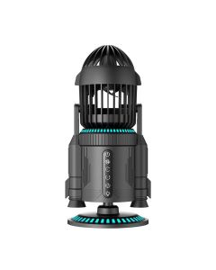 Rocket-Style Desktop Fan with Dual Mist Spray &amp; RGB Lights - Ultra-Quiet Tech Decor for Office
