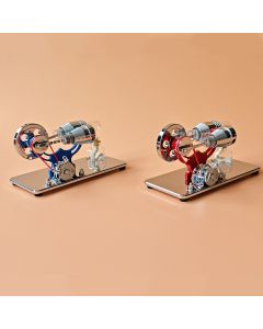 ENJOMOR γ-Type Mirror-Reflective Thermal Air Stirling Engine Generator Model with LED Bulb String