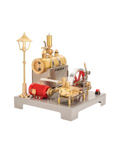 RETROL SE-02 Full Metal Stationary Steam Engine Model and Boiler Model Kit with Generator and Street Lamp
