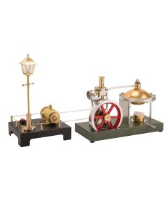 ENJOMOR Retro Vertical Steam Engine Kit with Spherical Boiler and RETROL Mini Steam Generator and Lamp Scene Model Set