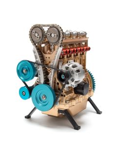 TECHING L4 Engine Model that Works - Full Metal 4 Cylinder Car Engine Model Gift Collection -  Used(Assembled Version) - Like New